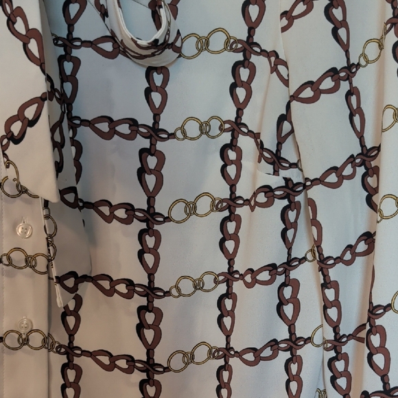 Talbots Chain Pattern Blouse with Bow Tie - Picture 2 of 5